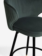 Soft Velvet Dark Grey Piano Carver Bar Stool - Image 6 of 8