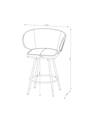 Soft Velvet Dark Grey Piano Carver Bar Stool - Image 8 of 8