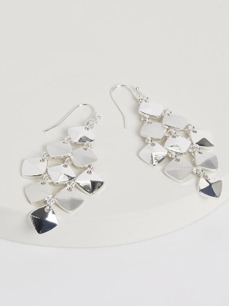 Silver Tone Recycled Metal Shimmer Drop Earrings - Image 1 of 1