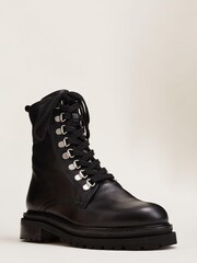 Phase Eight Meladie Black Leather Lace Up Ankle Boots - Image 2 of 5