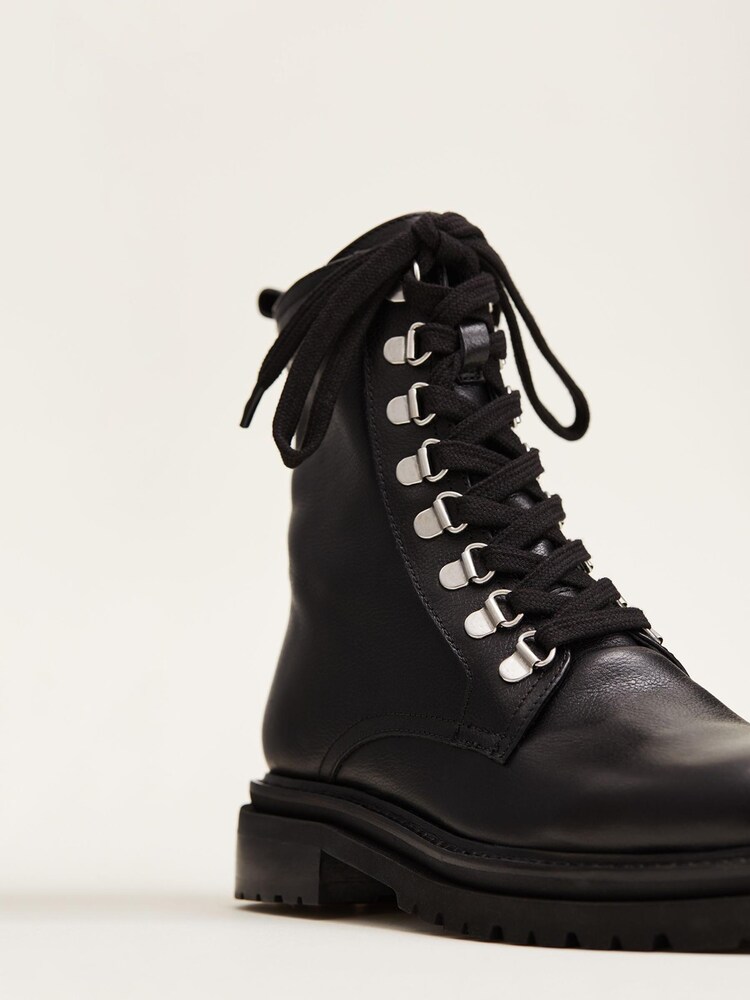 Phase Eight Meladie Black Leather Lace Up Ankle Boots - Image 5 of 5