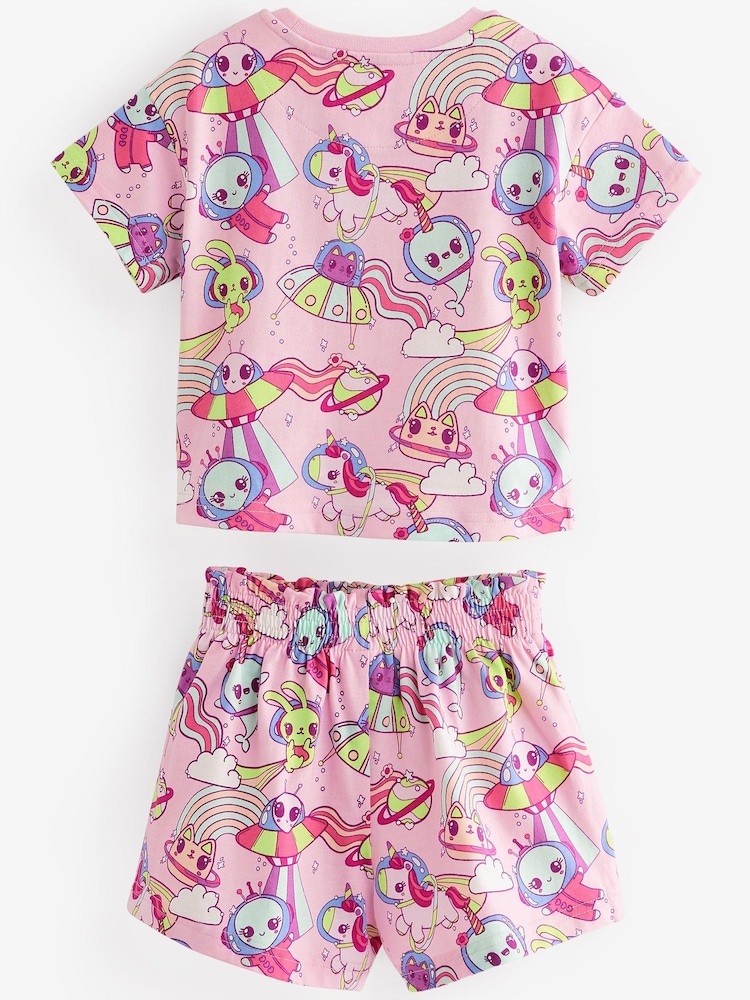 Розовый/зеленый с принтом инопланетянина - Character Short Pyjamas 2 Pack (9mths-8yrs) - Изображение 2 из 2