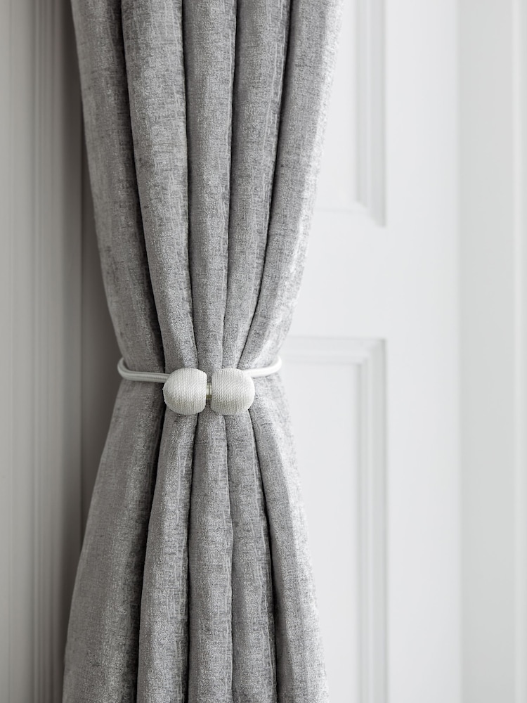 White Magnetic Curtain Tie Backs Set of 2 - Image 1 of 3