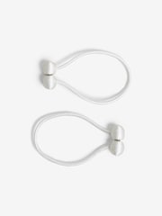 White Magnetic Curtain Tie Backs Set of 2 - Image 2 of 3
