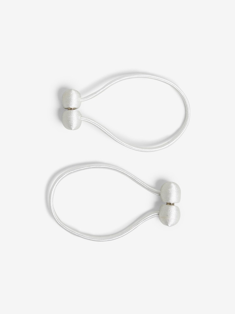 White Magnetic Curtain Tie Backs Set of 2 - Image 2 of 3