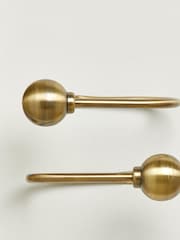 Set of 2 Antique Brass Ball Curtain Holdbacks - Image 1 of 3