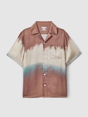 Reiss Tobacco Evia Ombre Print Cuban Collar Shirt - Image 2 of 7