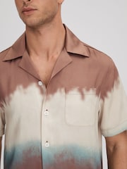 Reiss Tobacco Evia Ombre Print Cuban Collar Shirt - Image 4 of 7
