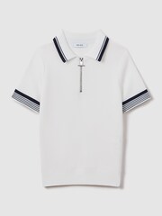Reiss Optic White Chelsea Teen Half-Zip Polo Shirt - Image 2 of 6