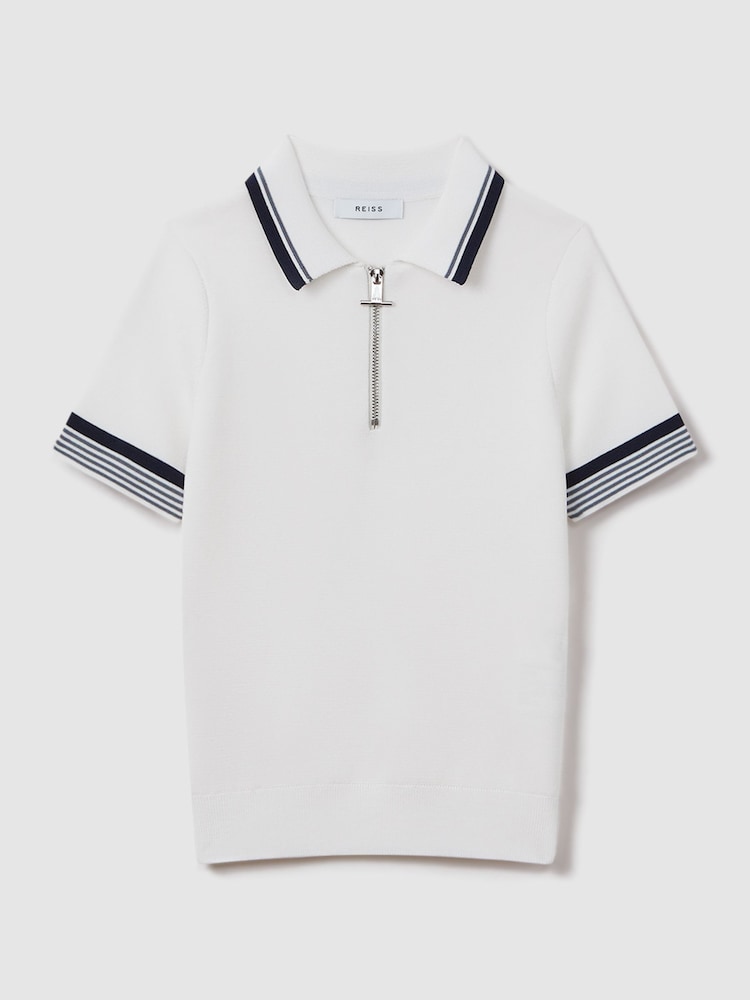 Reiss Optic White Chelsea Teen Half-Zip Polo Shirt - Image 2 of 6