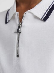 Reiss Optic White Chelsea Teen Half-Zip Polo Shirt - Image 4 of 6