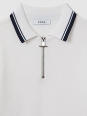 Reiss Optic White Chelsea Teen Half-Zip Polo Shirt - Image 6 of 6