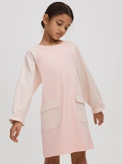 Reiss Pink Courtney 9-13 yrs Colourblock Jersey Dress - Image 1 of 4