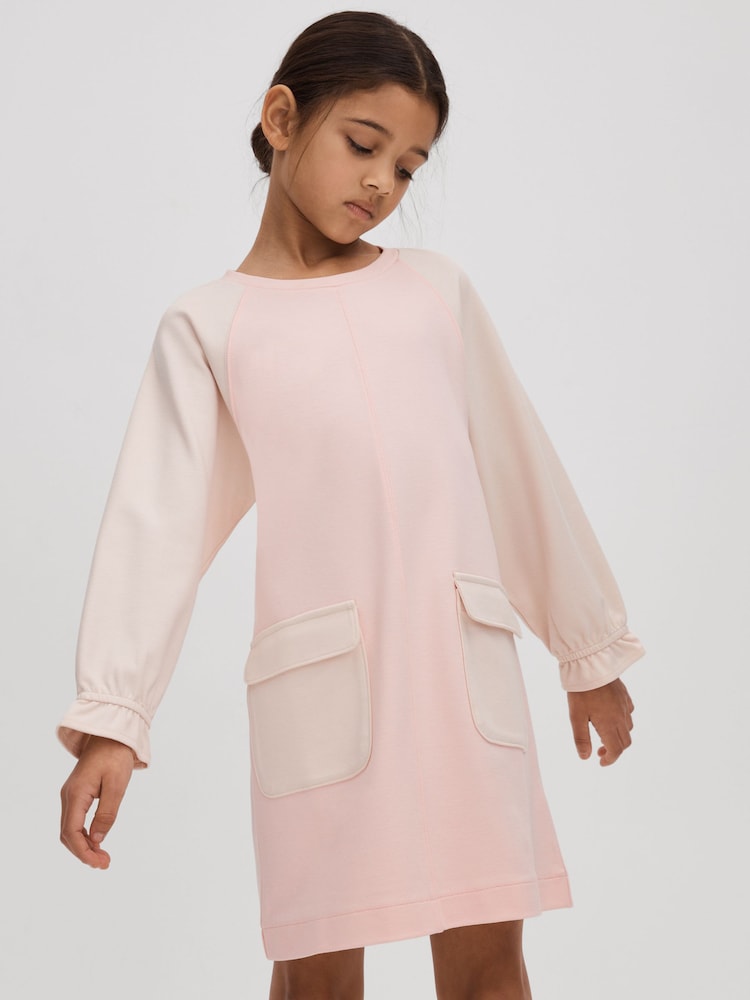 Reiss Pink Courtney 9-13 yrs Colourblock Jersey Dress - Image 1 of 4