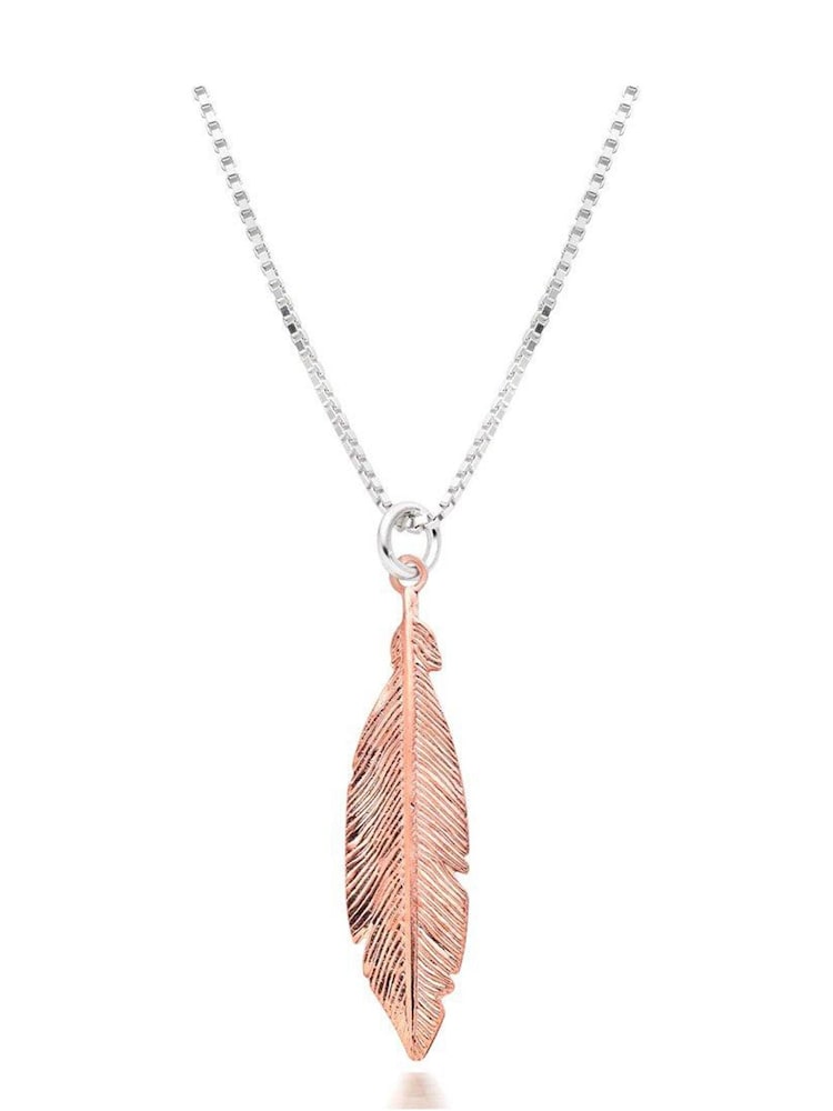 Beaverbrooks Rose Gold Plated Feather Necklace - Image 1 of 2