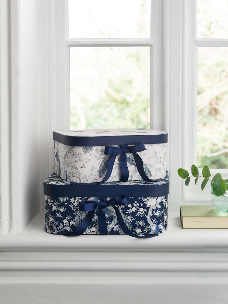 Laura Ashley Set of 2 Midnight Belvedere Storage Boxes - Image 1 of 2