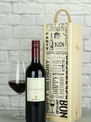 Happy Birthday Sangiovese Wood Box Gift by Le Bon Vin - Image 1 of 1
