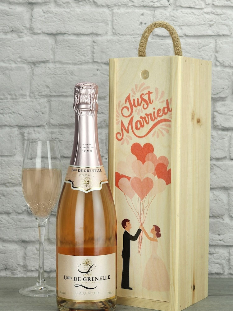 Just Married Sparkling Rose Wine Gift by Le Bon Vin - Image 1 of 1