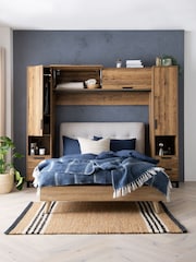 Dark Bronx Oak Effect Overbed Bedside Table - Image 1 of 10