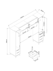 Dark Bronx Oak Effect Overbed Bedside Table - Image 10 of 10