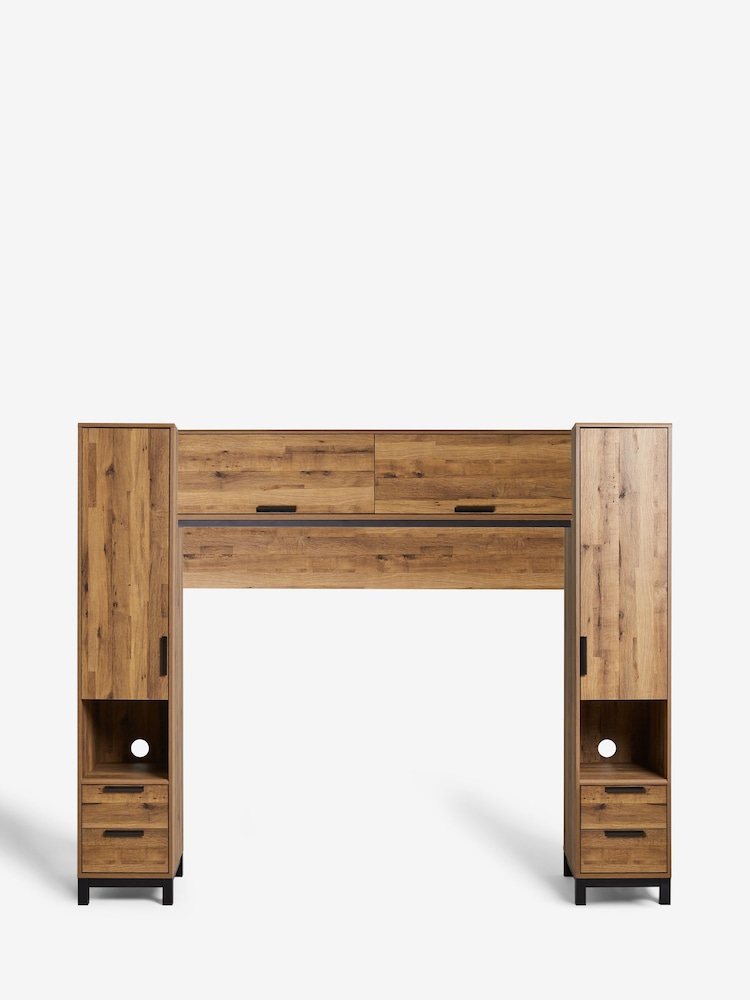 Dark Bronx Oak Effect Overbed Bedside Table - Image 2 of 10