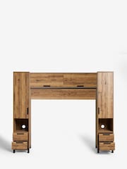 Dark Bronx Oak Effect Overbed Bedside Table - Image 3 of 10