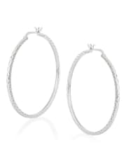 Beaverbrooks Silver Sparkle Cut Hoop Earrings - Image 1 of 3