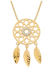 Beaverbrooks 18ct Gold Plated Cubic Zirconia Dream Catcher Necklace - Image 1 of 3