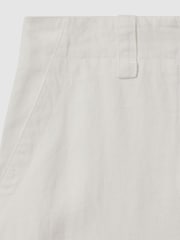 Reiss White Demi Linen Wide Leg Garment Dyed Trousers - Image 5 of 5