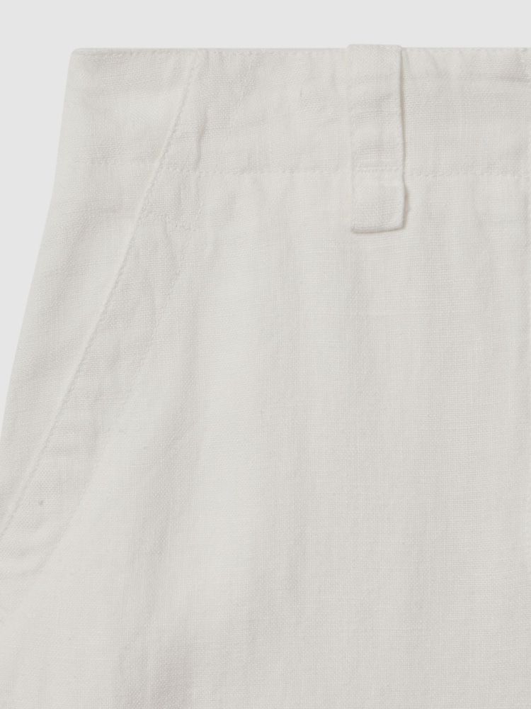 Reiss White Demi Linen Wide Leg Garment Dyed Trousers - Image 5 of 5