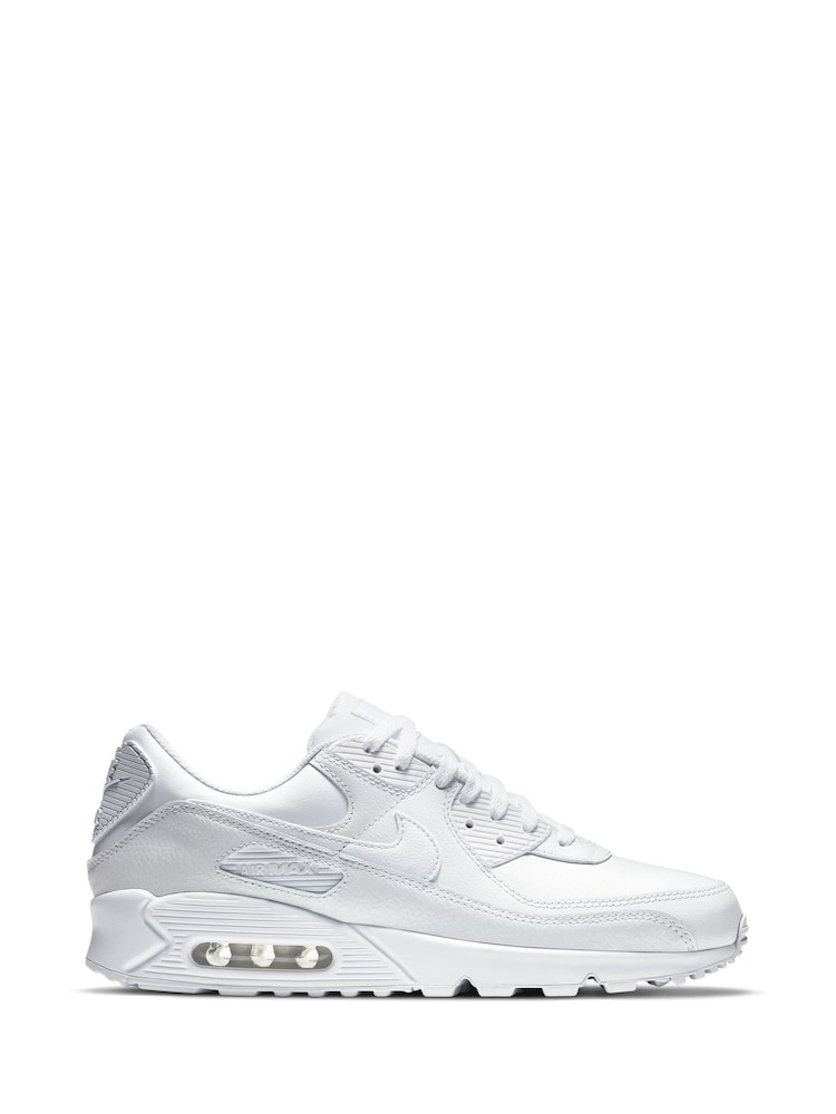 Nike White Air Max 90 Leather Trainers - Image 1 of 11