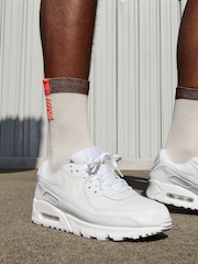Nike White Air Max 90 Leather Trainers - Image 3 of 11