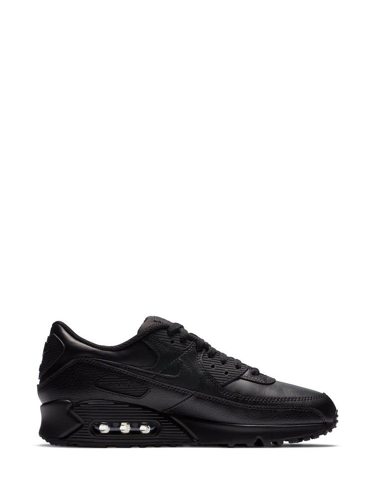 Nike Black Air Max 90 Leather Trainers - Image 1 of 12