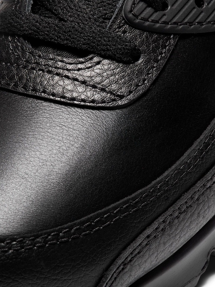 Nike Black Air Max 90 Leather Trainers - Image 10 of 12