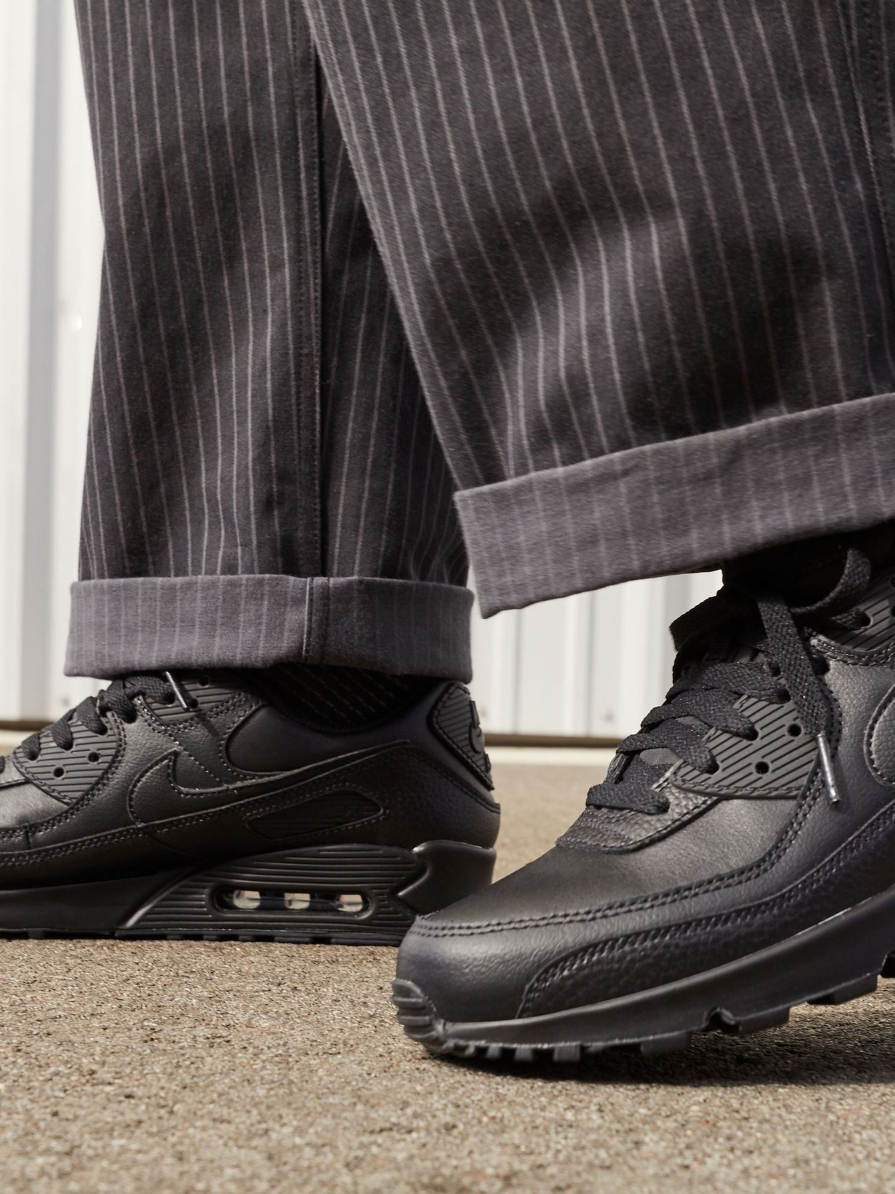 Buy Nike Black Air Max 90 Leather Trainers from Next Luxembourg