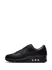 Nike Black Air Max 90 Leather Trainers - Image 2 of 12