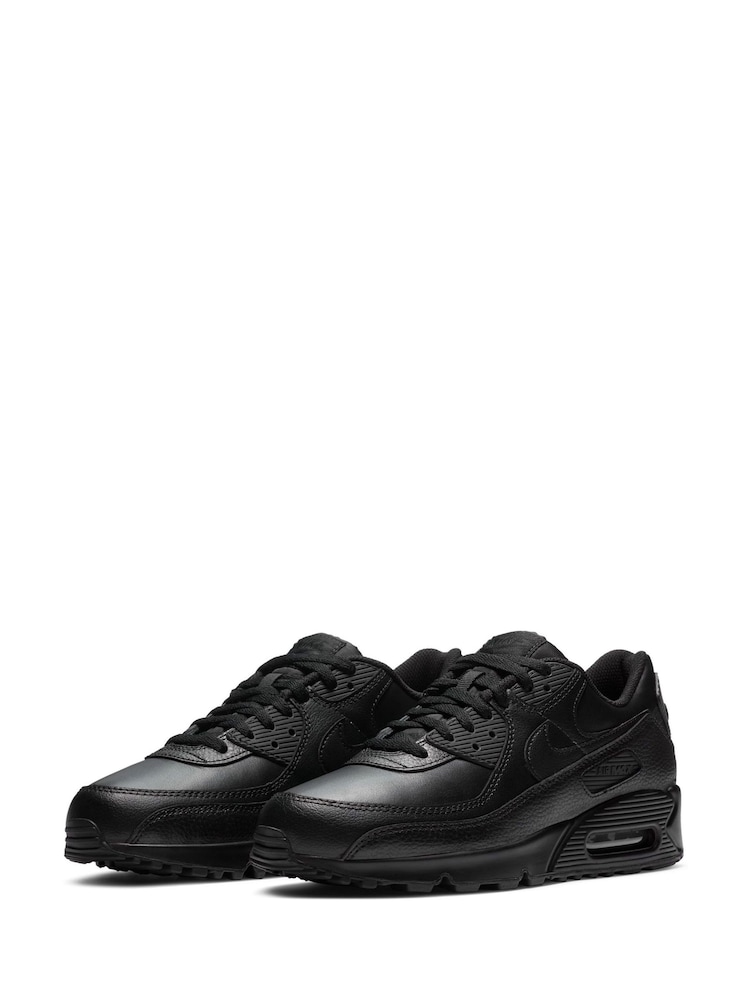 Nike Black Air Max 90 Leather Trainers - Image 5 of 12
