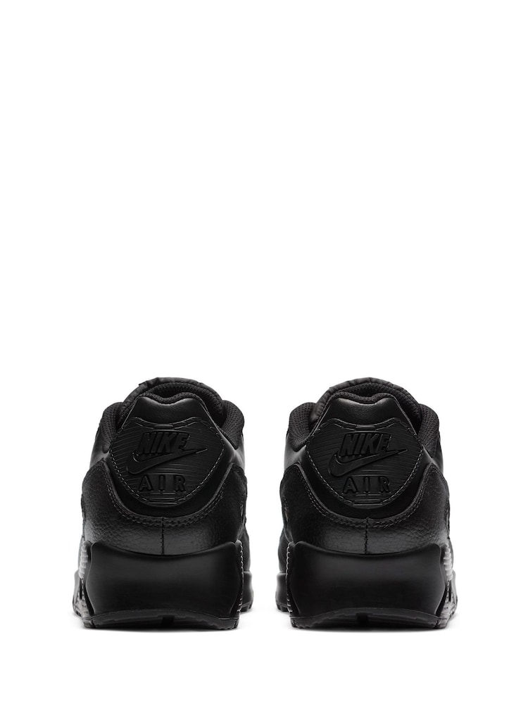 Nike Black Air Max 90 Leather Trainers - Image 6 of 12