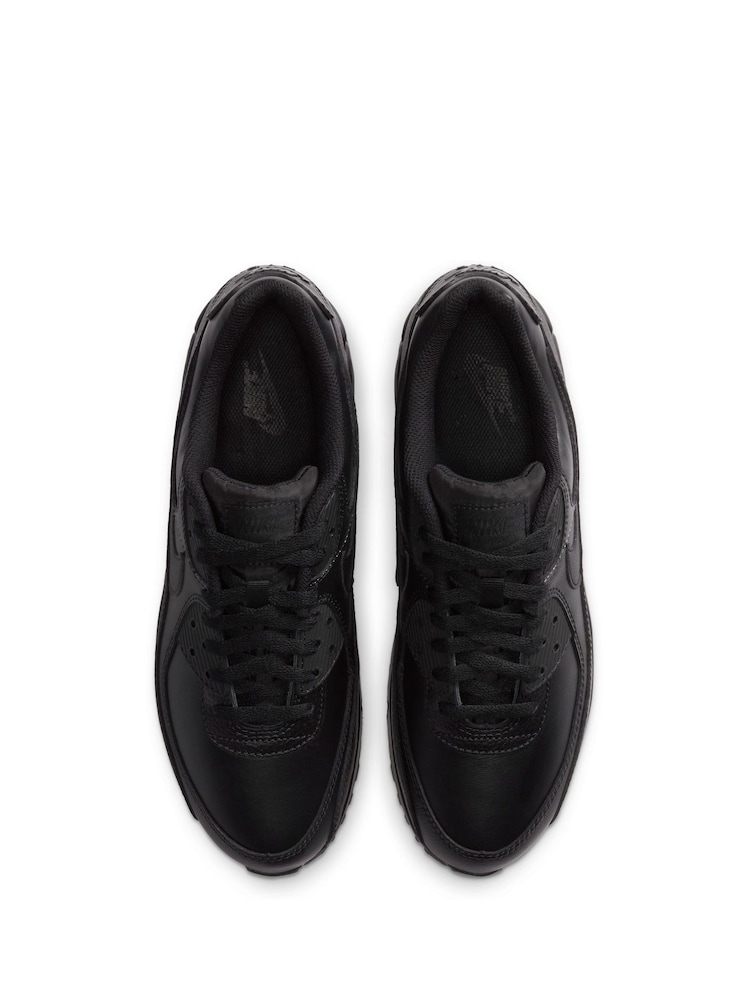 Nike Black Air Max 90 Leather Trainers - Image 7 of 12