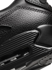 Nike Black Air Max 90 Leather Trainers - Image 9 of 12