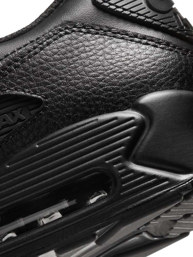 Nike Black Air Max 90 Leather Trainers - Image 9 of 12