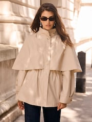 Mint Velvet Cotton Cape Detail Jacket - Obraz 1 z 8