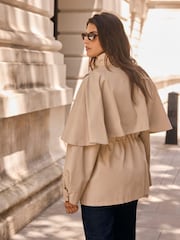 Mint Velvet Cotton Cape Detail Jacket - Obraz 2 z 8