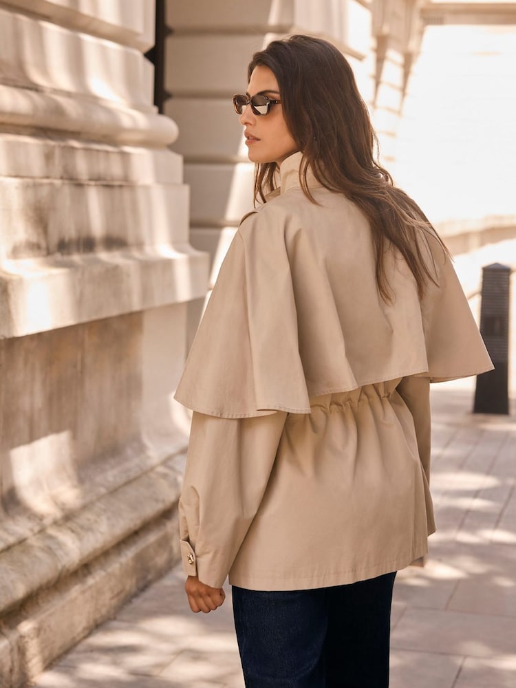 Mint Velvet Cotton Cape Detail Jacket - Obraz 2 z 8 Mint Velvet Cotton Cape Detail Jacket - Obraz 2 z 8