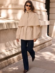 Mint Velvet Cotton Cape Detail Jacket - Obraz 3 z 8