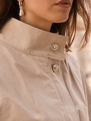 Mint Velvet Cotton Cape Detail Jacket - Obraz 4 z 8