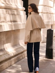 Mint Velvet Cotton Cape Detail Jacket - Obraz 5 z 8