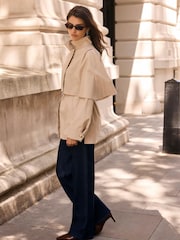 Mint Velvet Cotton Cape Detail Jacket - Obraz 6 z 8