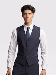 Ted Baker Navy Blue Premium Panama Skinny Fit Suit Waistcoat - Image 1 of 3