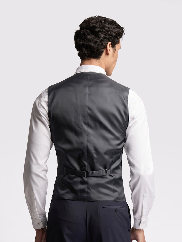 Ted Baker Navy Blue Premium Panama Skinny Fit Suit Waistcoat - Image 2 of 3
